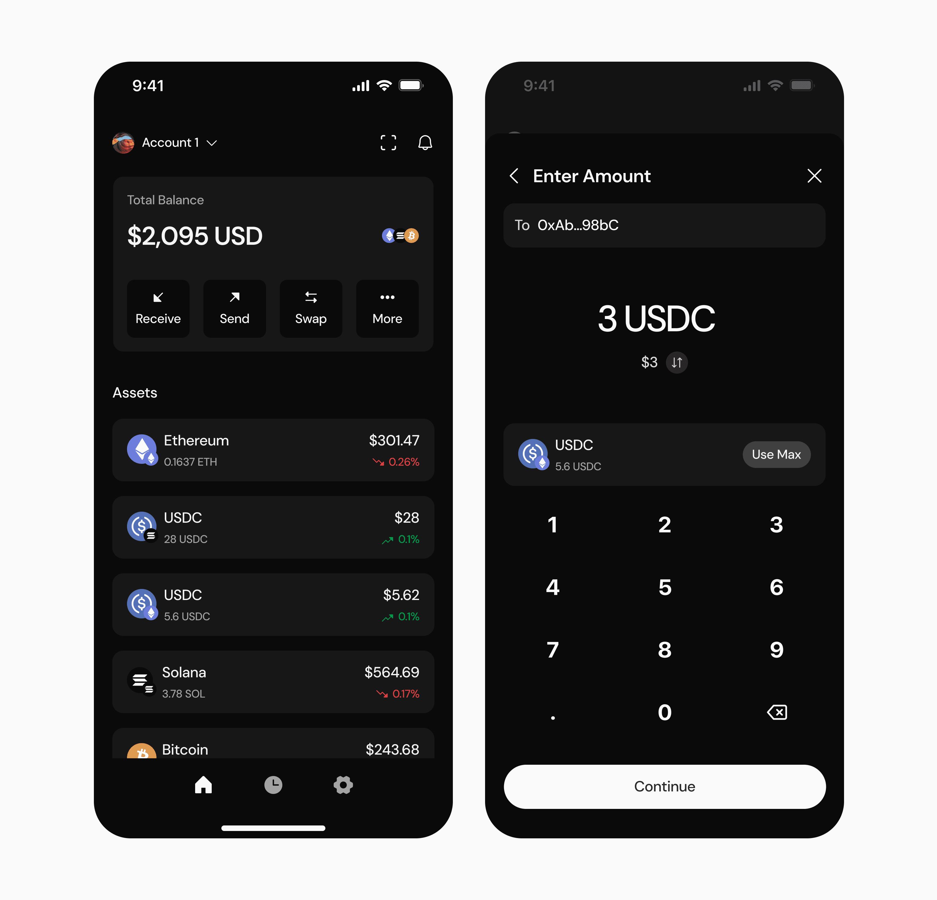 Wallet — Dark Mode UI