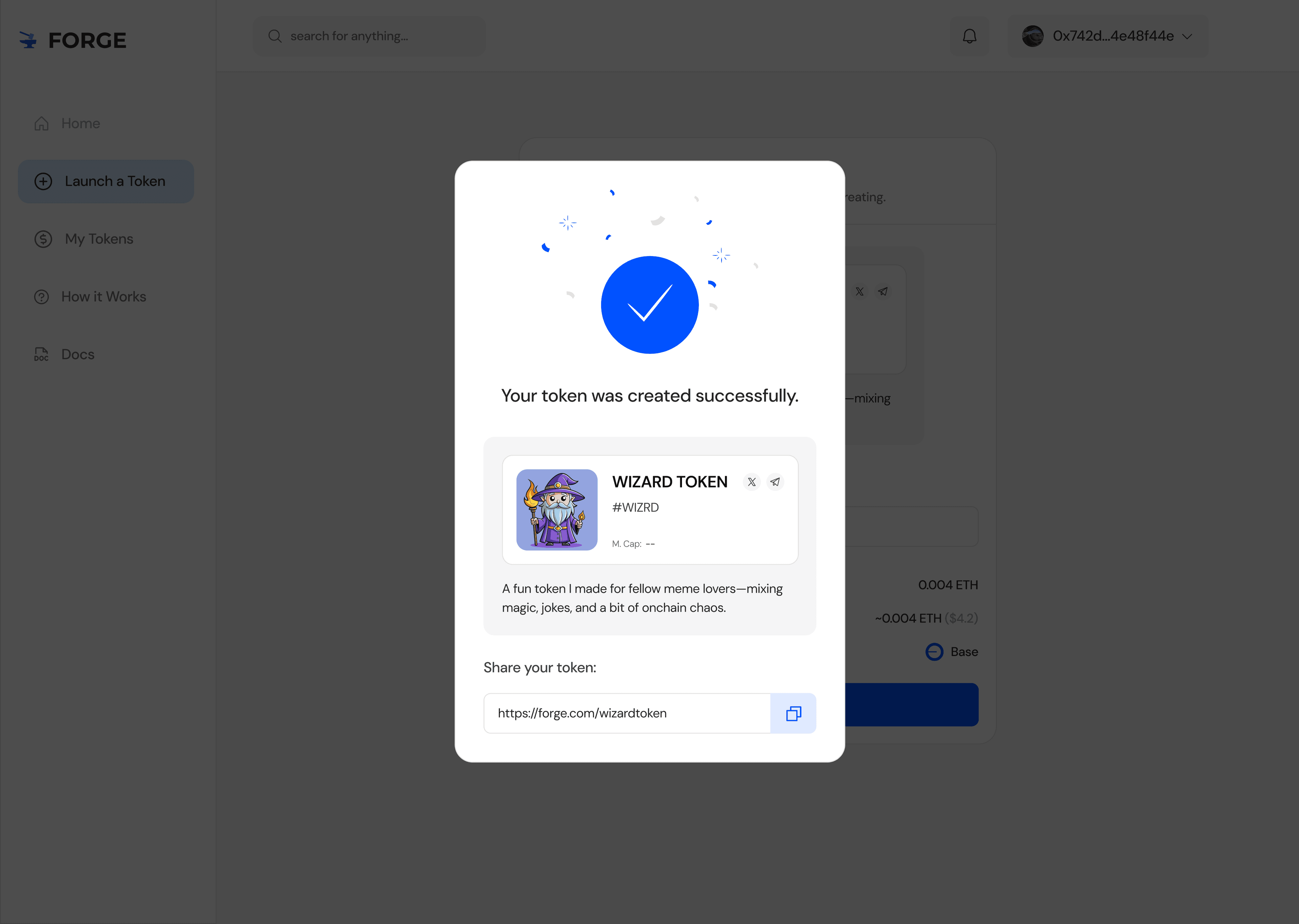 Token Launcher — Success