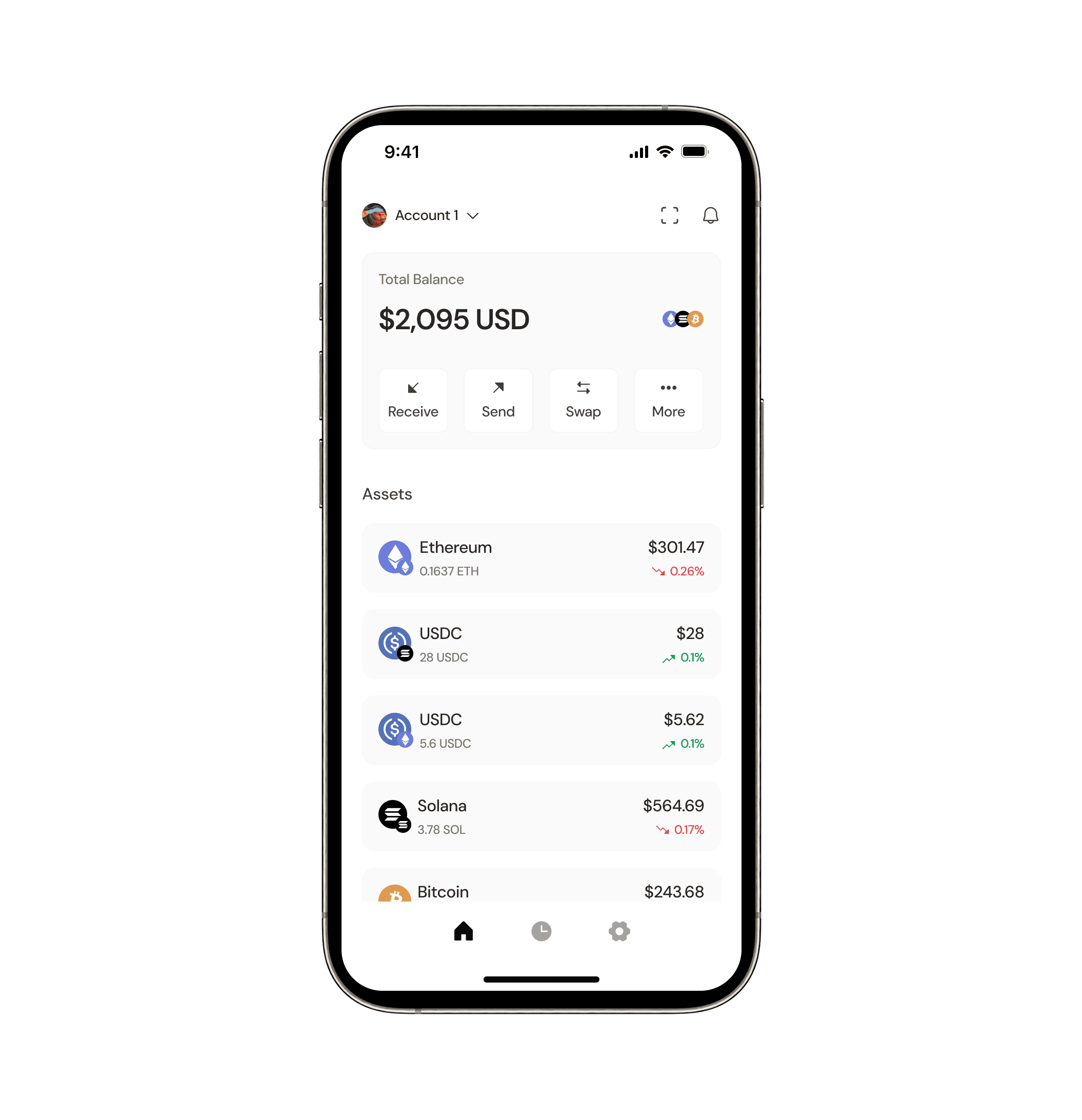 Wallet — Home Screen UI